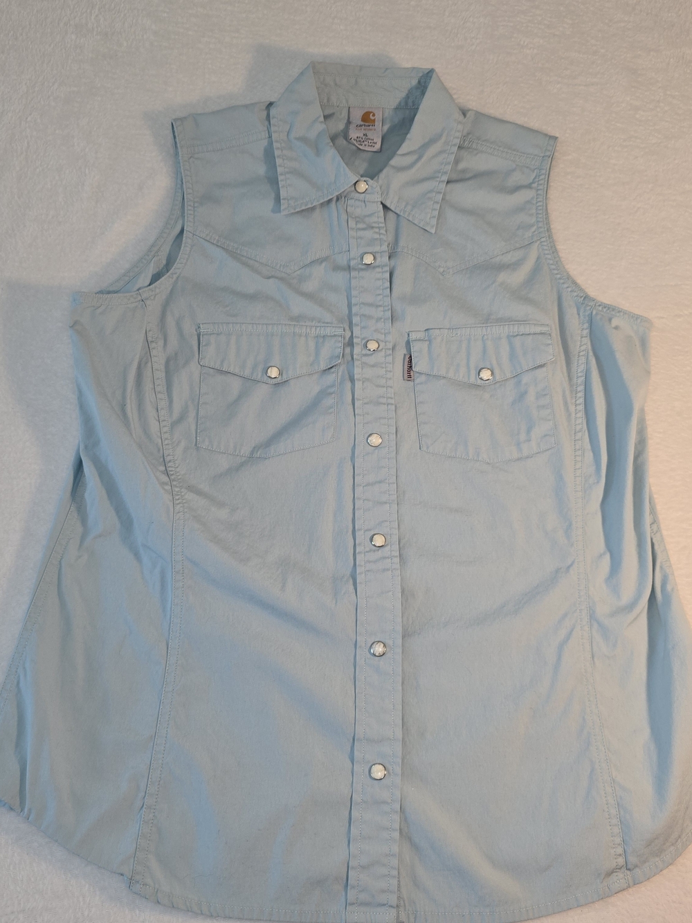 Carhartt Pearl Snap Sleeveless Aqua Top  Western Country Womens  Size XL